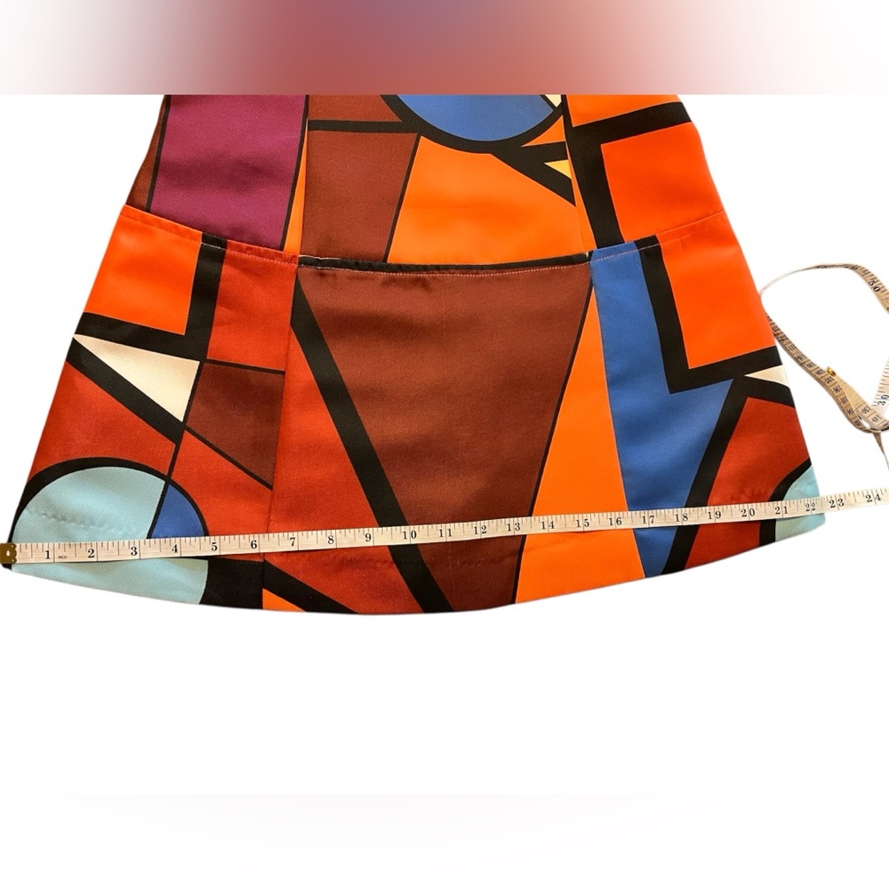 EUC Retro Geometric Print Sleeveless  A Line Mondrian Style Op Art Dress Small - Picture 12 of 16